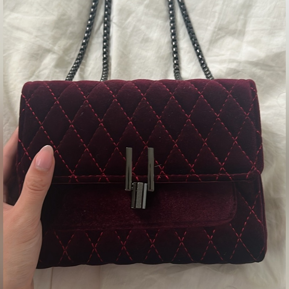 Maroon Quilted Vintage Handbag